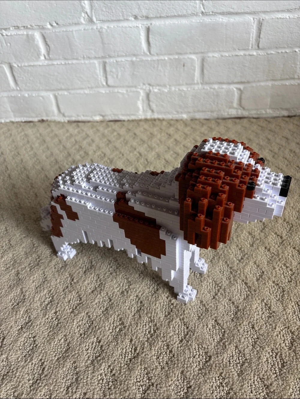 LEGO King Charles Spaniel White and Brown Dog Figurine Building Blocks Blenheim